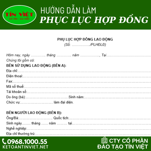 Hướng dẫn làm phụ lục hợp đồng mới nhất kèm file