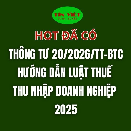 THÔNG TƯ 20/2026/TT-BTC HƯỚNG DẪN LUẬT THUẾ THU NHẬP DOANH NGHIỆP