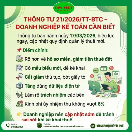 Thông tư 21/2026/TT-BTC do Bộ Tài chính ban hành ngày 17/03/2026