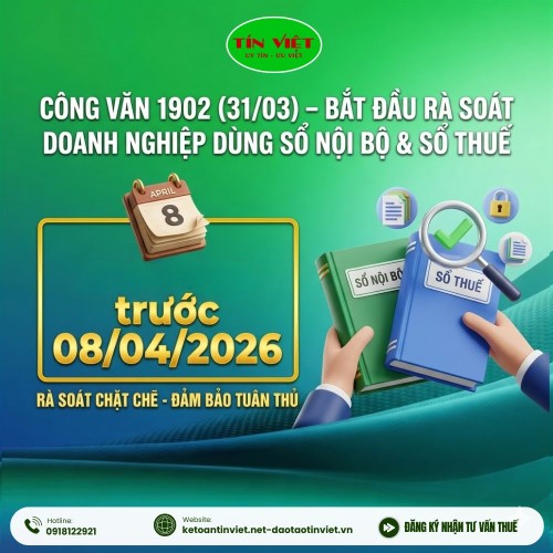 Công văn 1902 (31/3) rà soát doanh nghiệp dùng sổ nội bộ và sổ kế toán