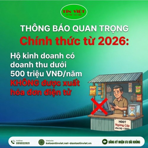 Chính thức hộ kinh doanh có doanh thu dưới 500 triệu không được xuất hóa đơn điện tử từ 2026