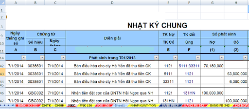 Hướng dẫn hạch toán nghiệp vụ bán hàng trên excel