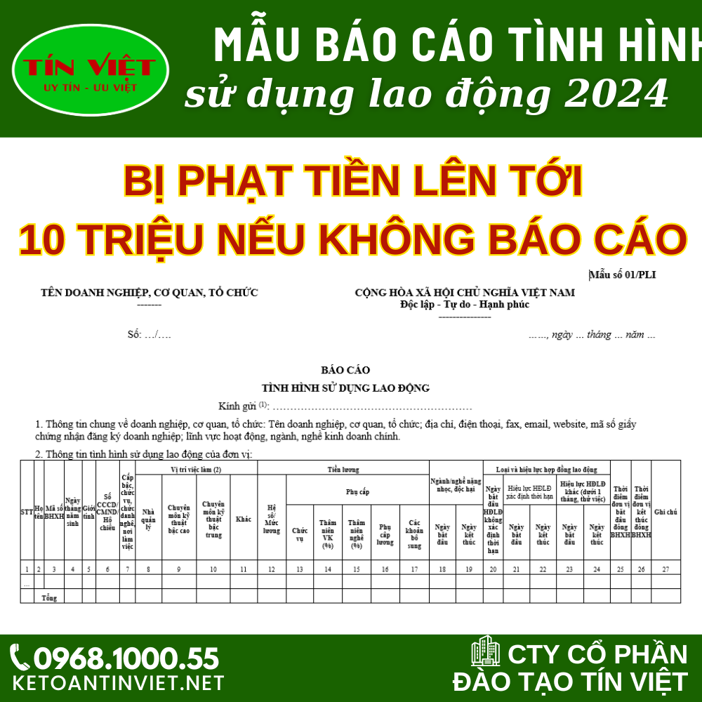 Mẫu báo cáo tình hình sử dụng lao động 6 tháng đầu năm 2024