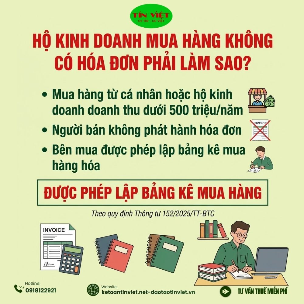 Hộ kinh doanh mua hàng không có hóa đơn phải làm sao?