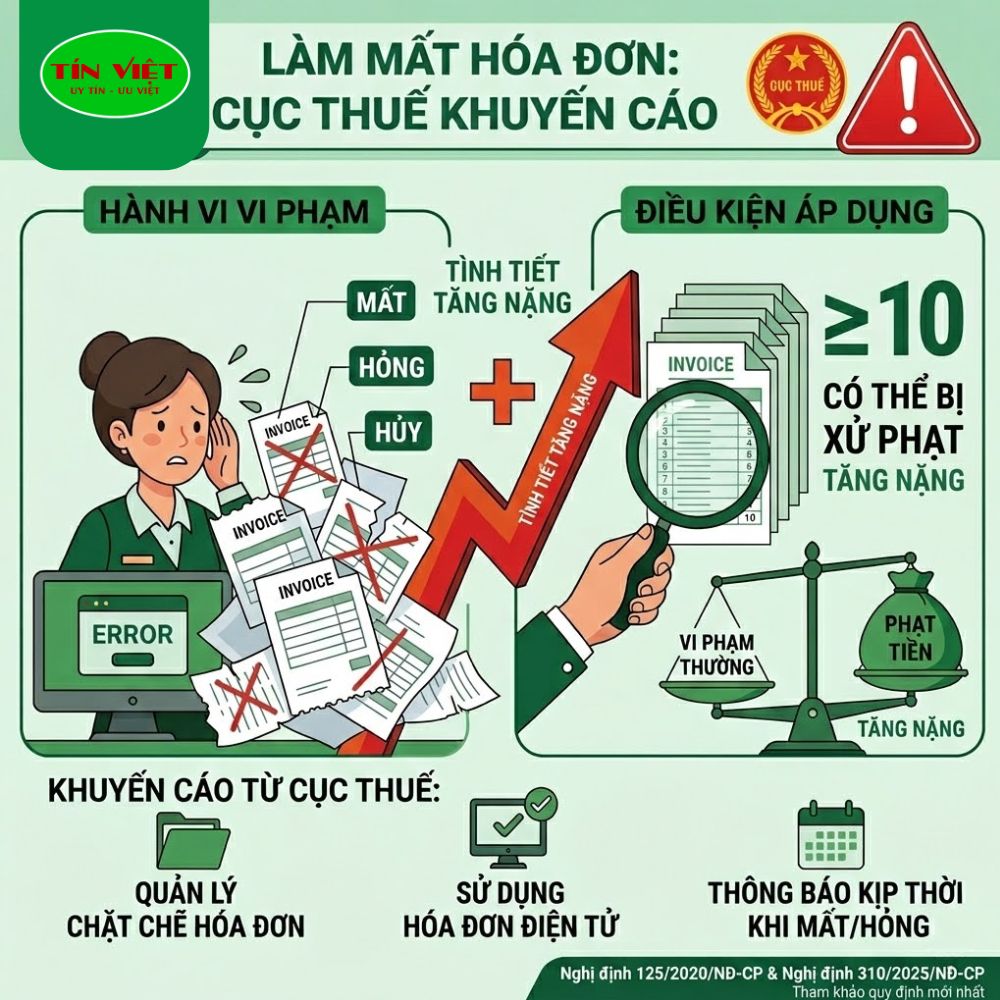 Cục Thuế Khuyến Cáo Tình Tiết Tăng Nặng Khi Mất, Hỏng Hoặc Hủy Từ 10 Hóa Đơn Trở Lên