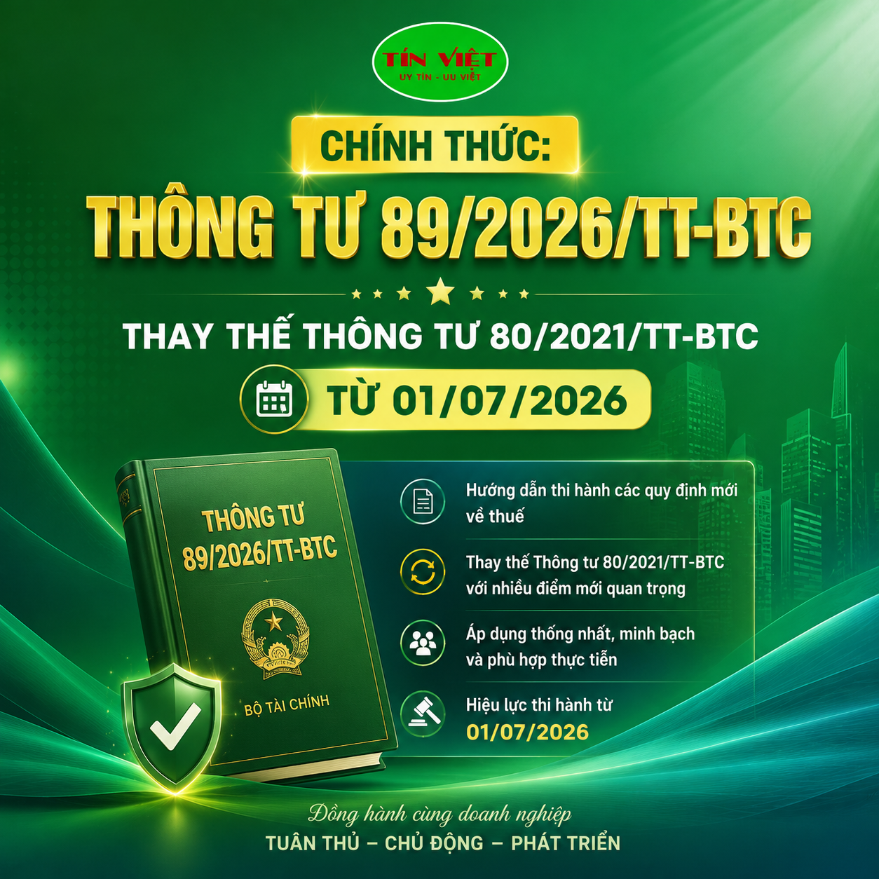 Thông tư 89/2026/TT-BTC chính thức thay thế Thông tư 80/2021