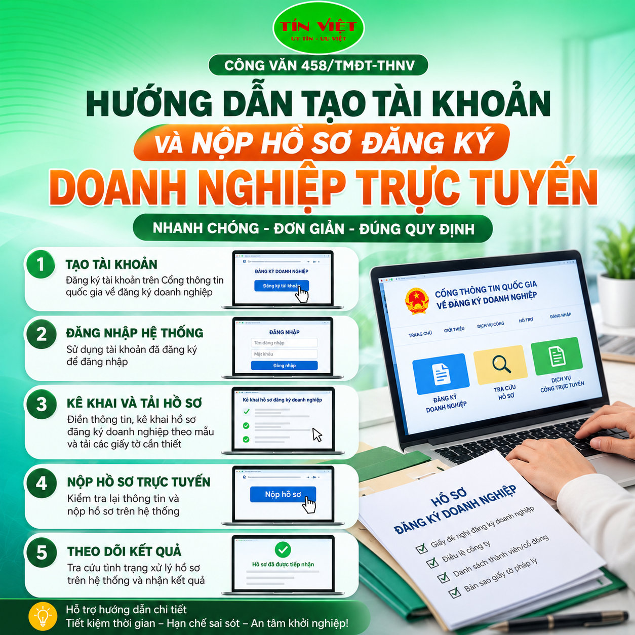 Hướng dẫn tạo tài khoản và nộp hồ sơ đăng ký doanh nghiệp trực tuyến